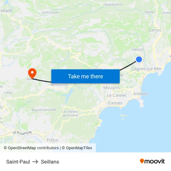 Saint-Paul to Seillans map