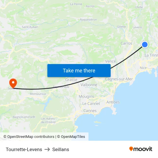 Tourrette-Levens to Seillans map