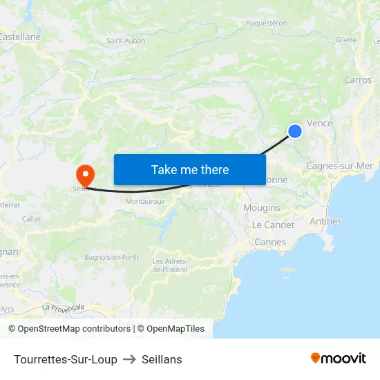 Tourrettes-Sur-Loup to Seillans map