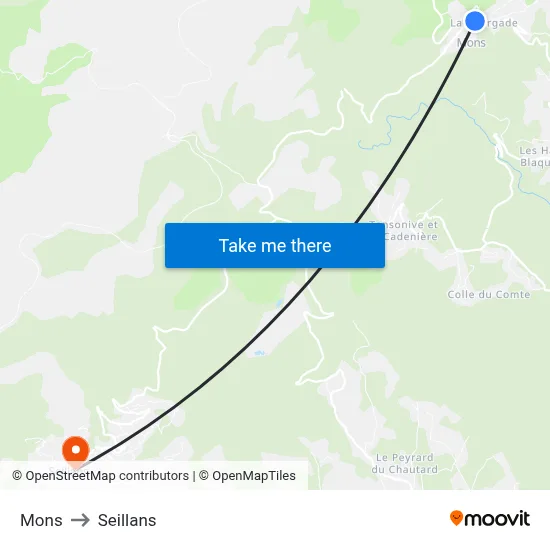 Mons to Seillans map
