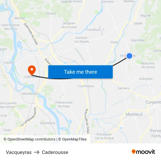 Vacqueyras to Caderousse map