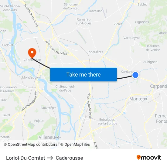 Loriol-Du-Comtat to Caderousse map