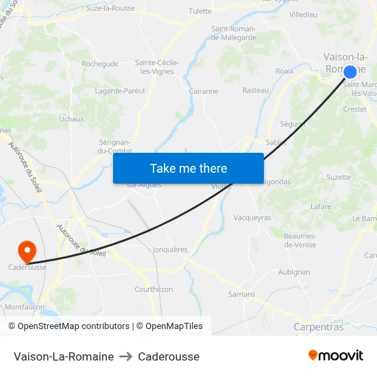 Vaison-La-Romaine to Caderousse map