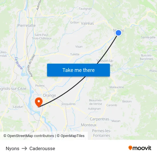 Nyons to Caderousse map