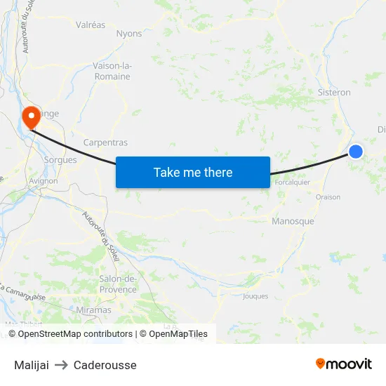 Malijai to Caderousse map