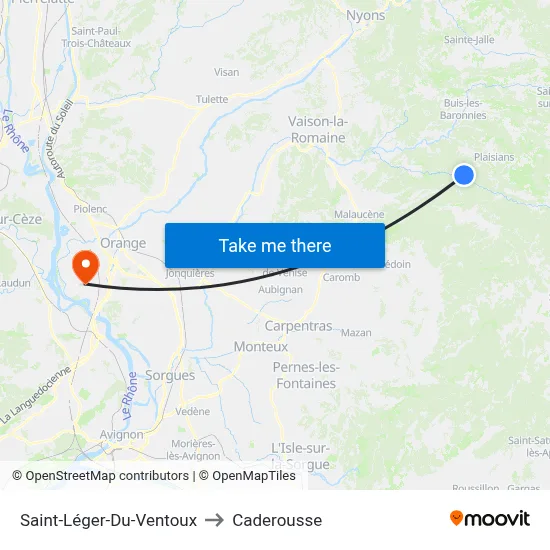 Saint-Léger-Du-Ventoux to Caderousse map
