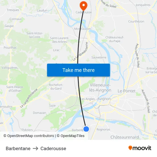 Barbentane to Caderousse map