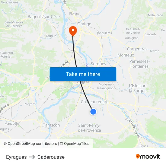 Eyragues to Caderousse map