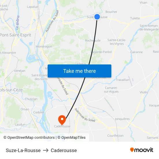 Suze-La-Rousse to Caderousse map