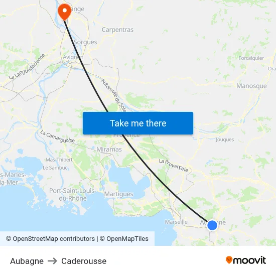 Aubagne to Caderousse map