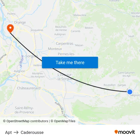 Apt to Caderousse map