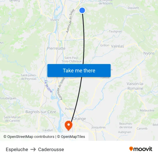 Espeluche to Caderousse map