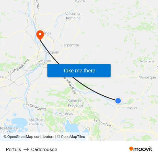 Pertuis to Caderousse map