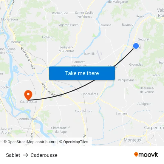 Sablet to Caderousse map