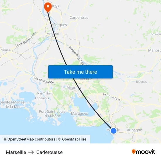 Marseille to Caderousse map