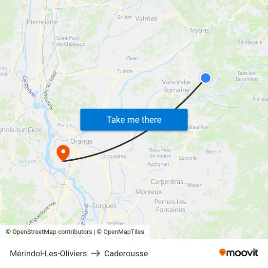 Mérindol-Les-Oliviers to Caderousse map