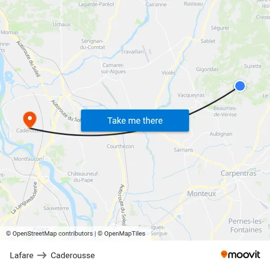 Lafare to Caderousse map