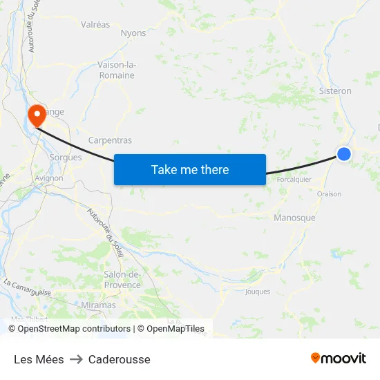 Les Mées to Caderousse map