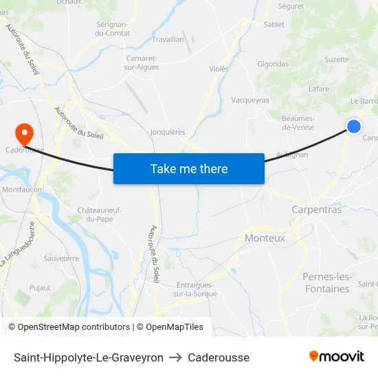 Saint-Hippolyte-Le-Graveyron to Caderousse map