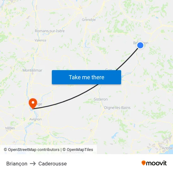 Briançon to Caderousse map