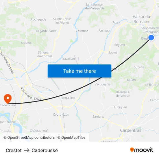 Crestet to Caderousse map