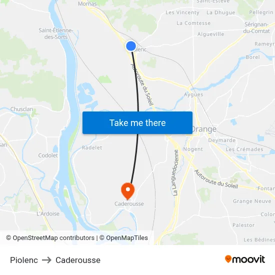 Piolenc to Caderousse map