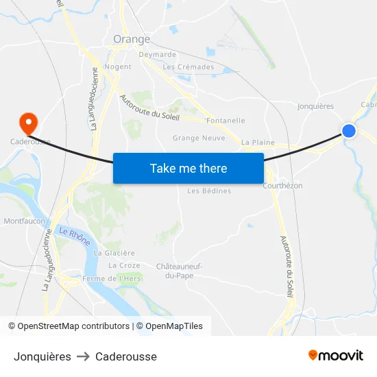 Jonquières to Caderousse map