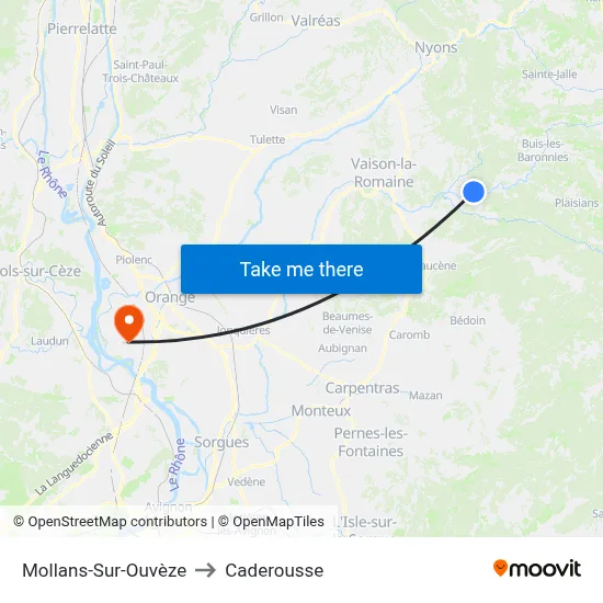 Mollans-Sur-Ouvèze to Caderousse map