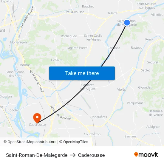 Saint-Roman-De-Malegarde to Caderousse map