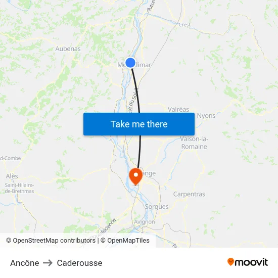 Ancône to Caderousse map