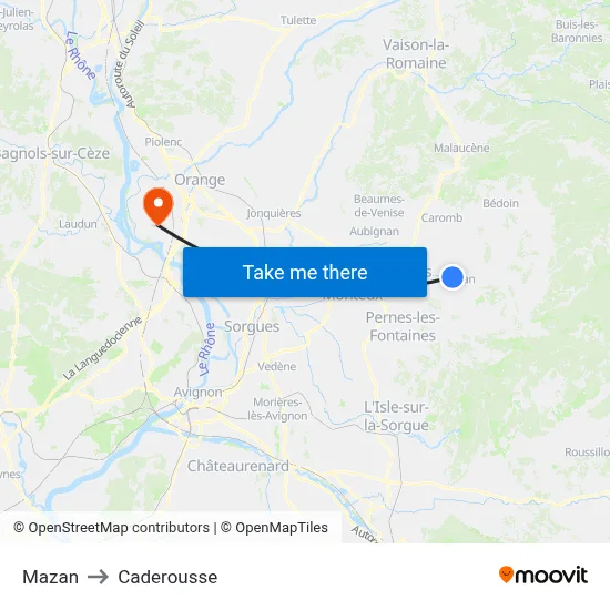 Mazan to Caderousse map