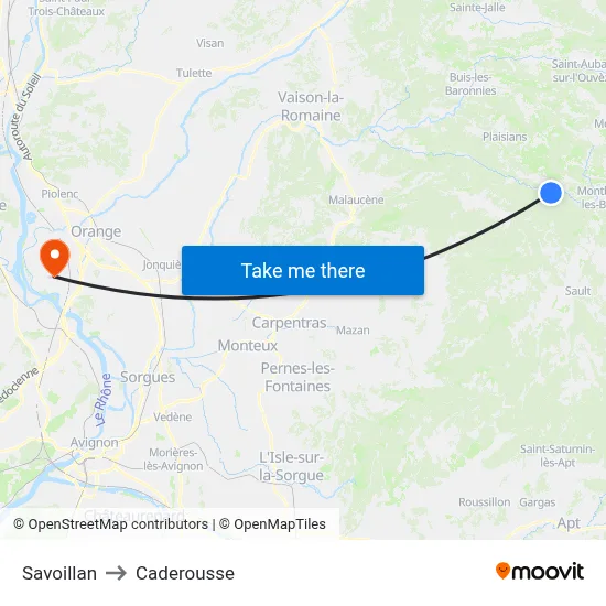 Savoillan to Caderousse map