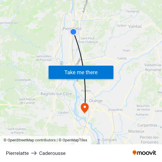 Pierrelatte to Caderousse map