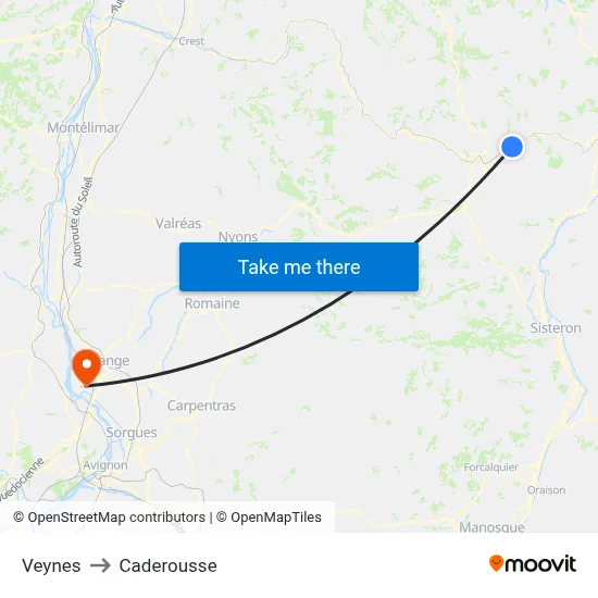 Veynes to Caderousse map