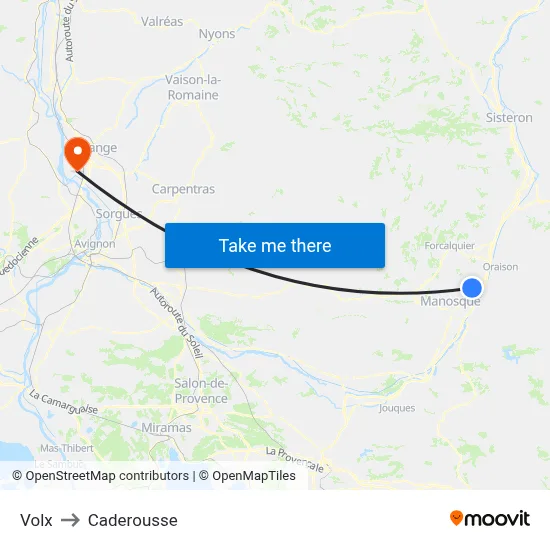 Volx to Caderousse map