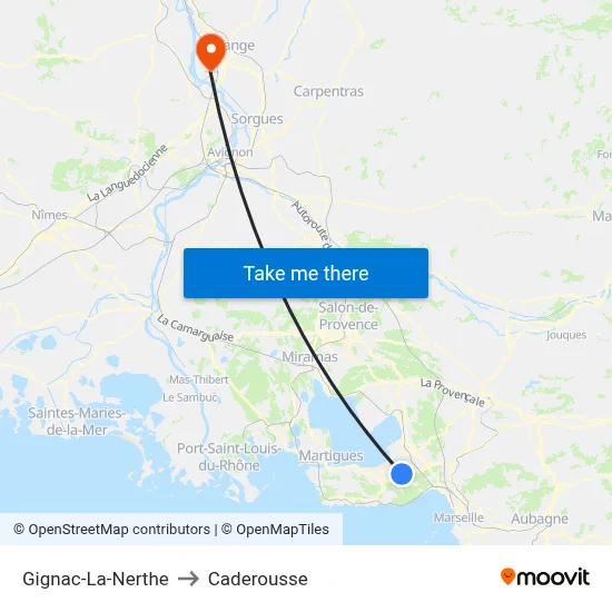 Gignac-La-Nerthe to Caderousse map