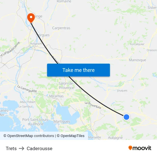 Trets to Caderousse map