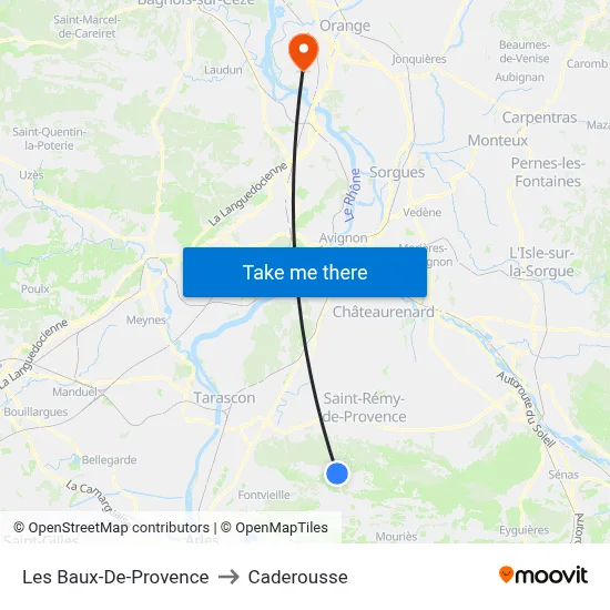 Les Baux-De-Provence to Caderousse map