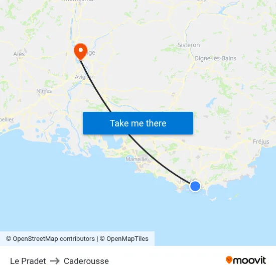 Le Pradet to Caderousse map