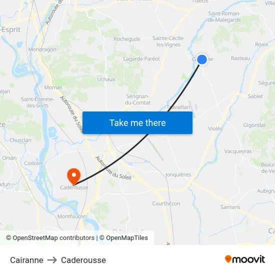 Cairanne to Caderousse map