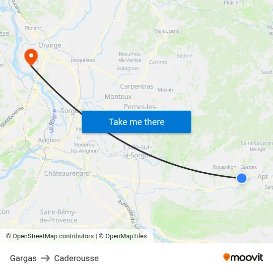 Gargas to Caderousse map