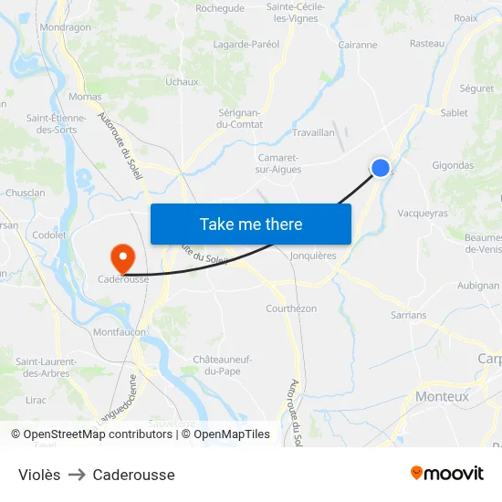 Violès to Caderousse map