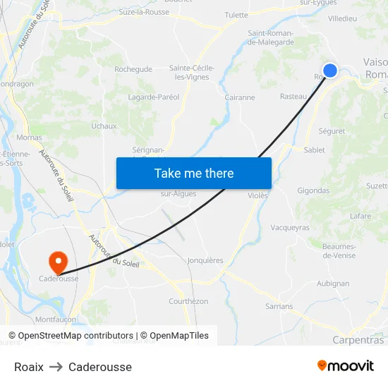 Roaix to Caderousse map