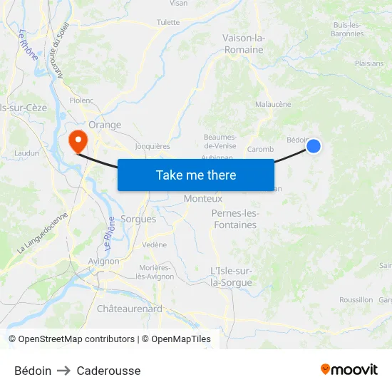 Bédoin to Caderousse map