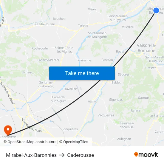 Mirabel-Aux-Baronnies to Caderousse map