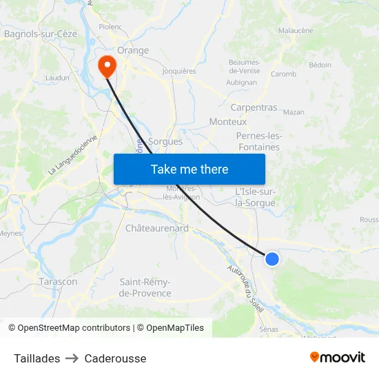 Taillades to Caderousse map