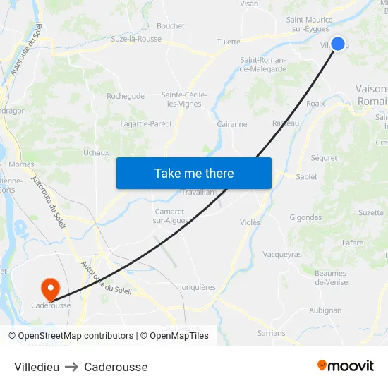 Villedieu to Caderousse map