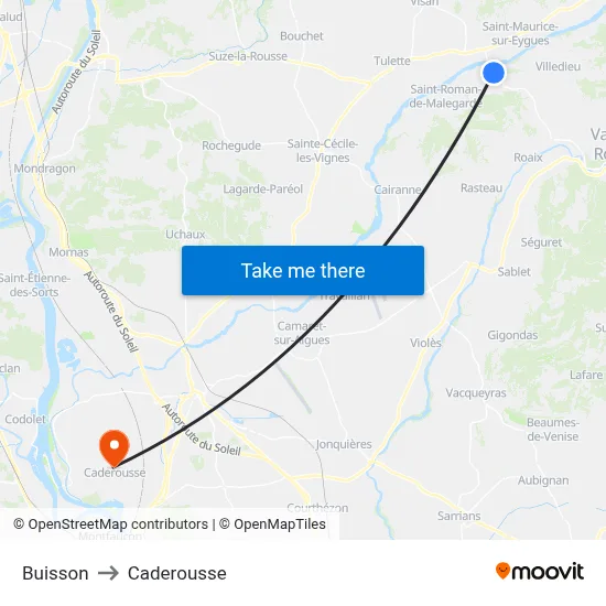 Buisson to Caderousse map