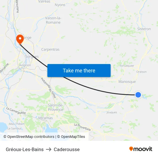 Gréoux-Les-Bains to Caderousse map