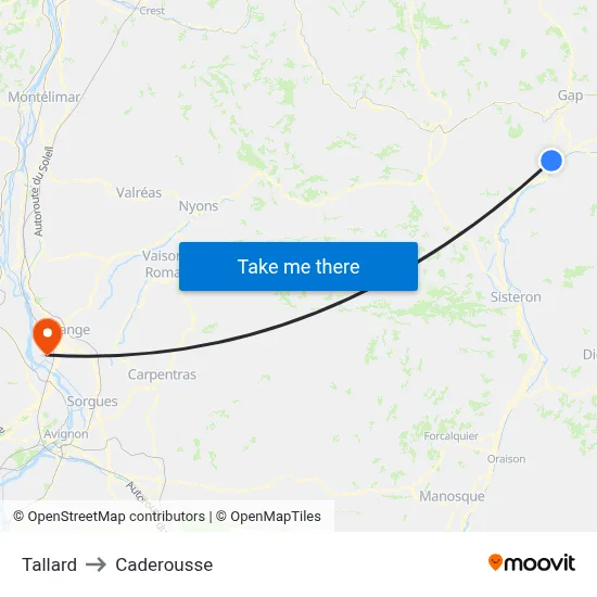 Tallard to Caderousse map